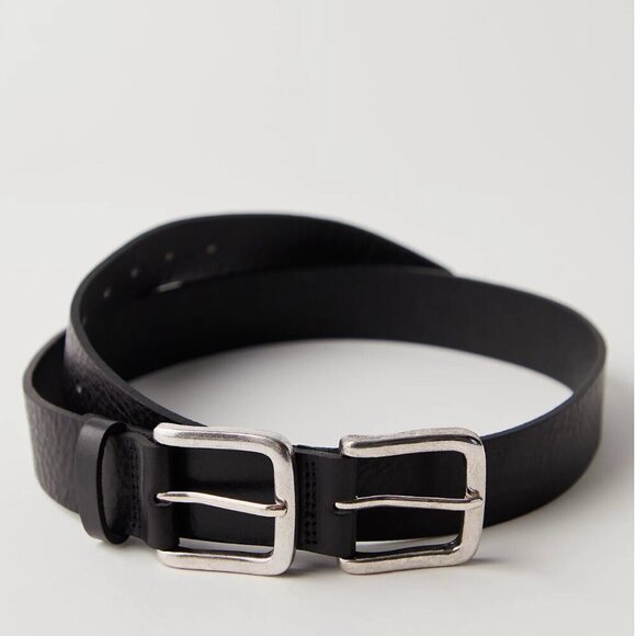 NWT Free People Sabo Double Buckle Belt in Black main image 6